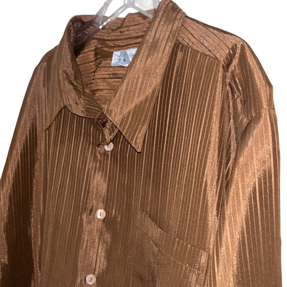 SMOKEY JOE’S Button Down Dress Shirt Shiny Brown 4X